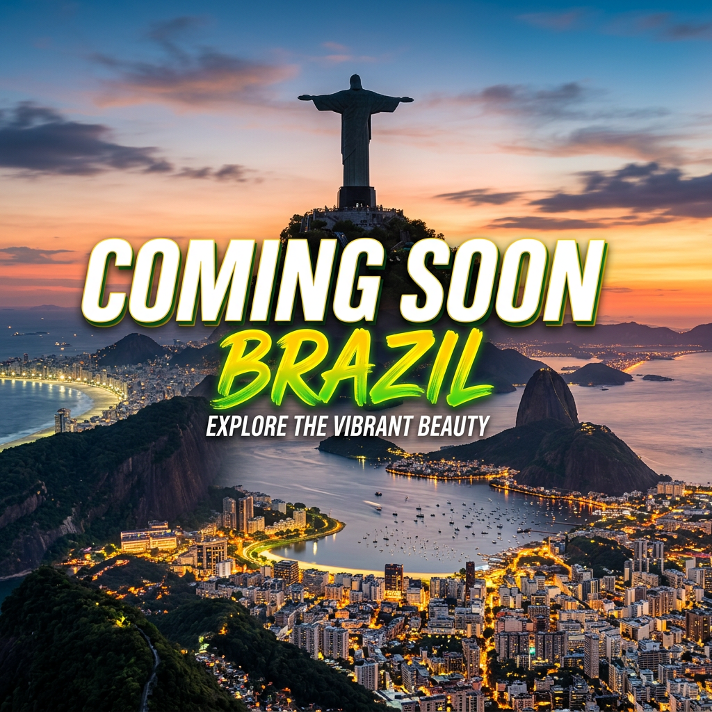 Sunset view of Rio de Janeiro with Christ the Redeemer statue and city lights
